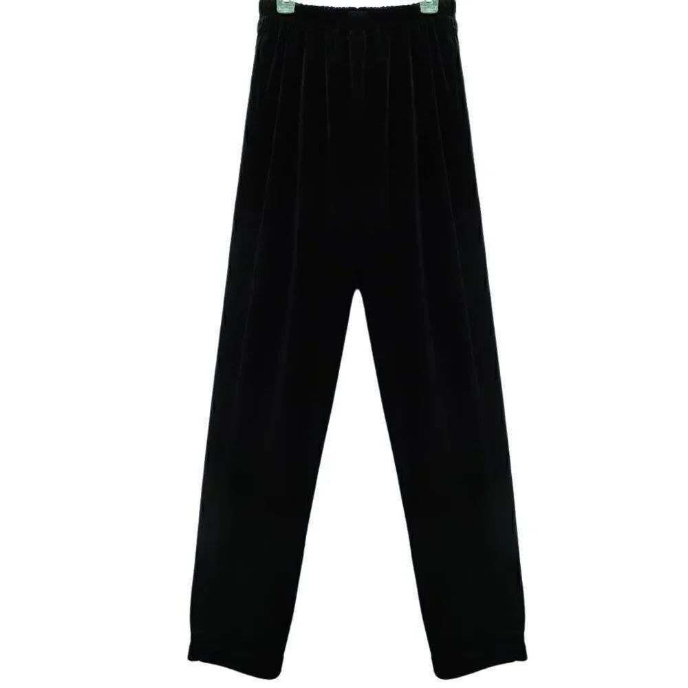 Vintage Diane Von Furstenberg DVF Black Velour Wide Leg Pants